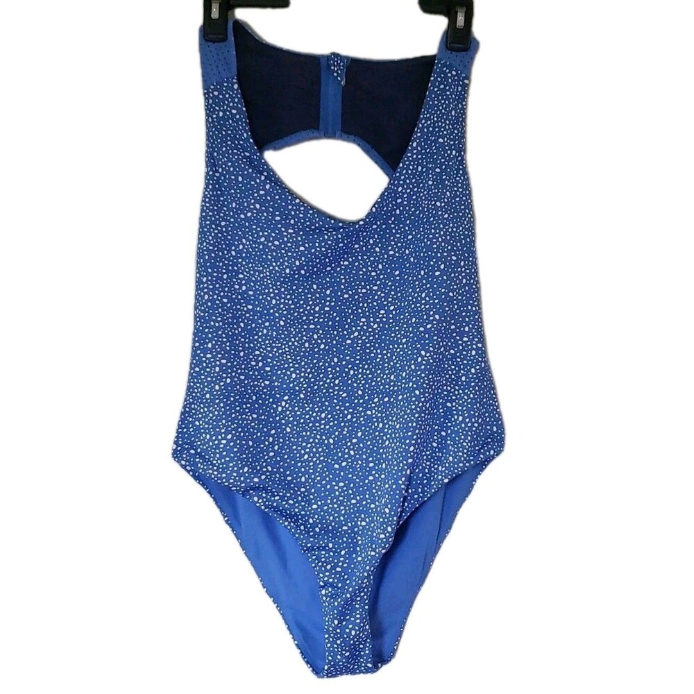 Nike‎ Women's XL Blue Water Dots Keyhole One Piece Swimsuit NWT Athletic Cut